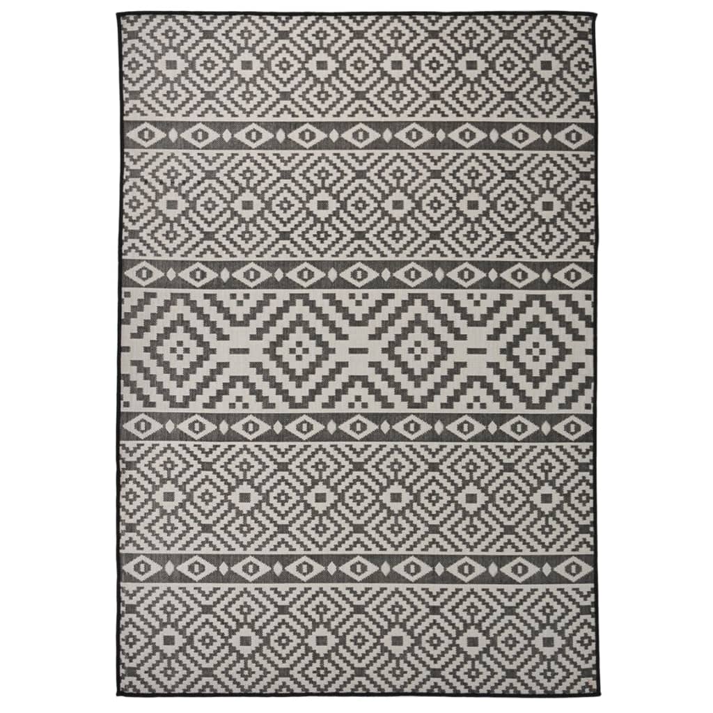 vidaXL Covor de exterior, dungi negre, 140x200 cm, țesătură plată vidaXL Covor de exterior, dungi negre, 140x200 cm, țesătură plată