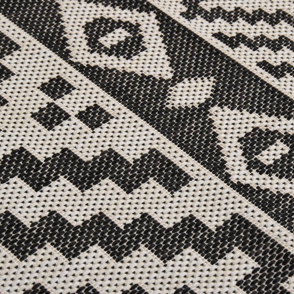 vidaXL Covor de exterior, dungi negre, 160x230 cm, țesătură plată vidaXL Covor de exterior, dungi negre, 160x230 cm, țesătură plată