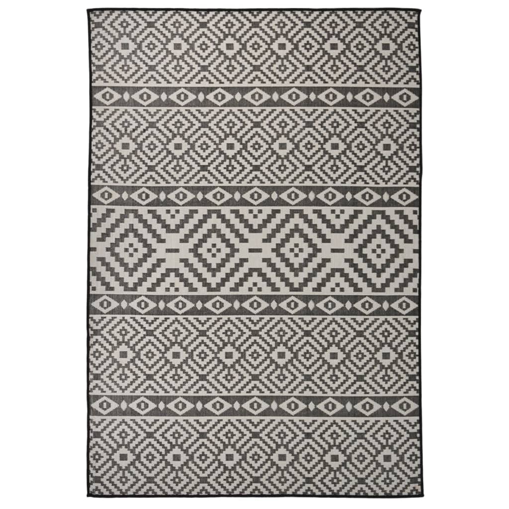 vidaXL Covor de exterior, dungi negre, 160x230 cm, țesătură plată vidaXL Covor de exterior, dungi negre, 160x230 cm, țesătură plată