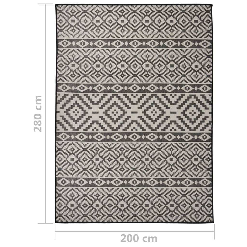 vidaXL Covor de exterior, dungi negre, 200x280 cm, țesătură plată vidaXL Covor de exterior, dungi negre, 200x280 cm, țesătură plată