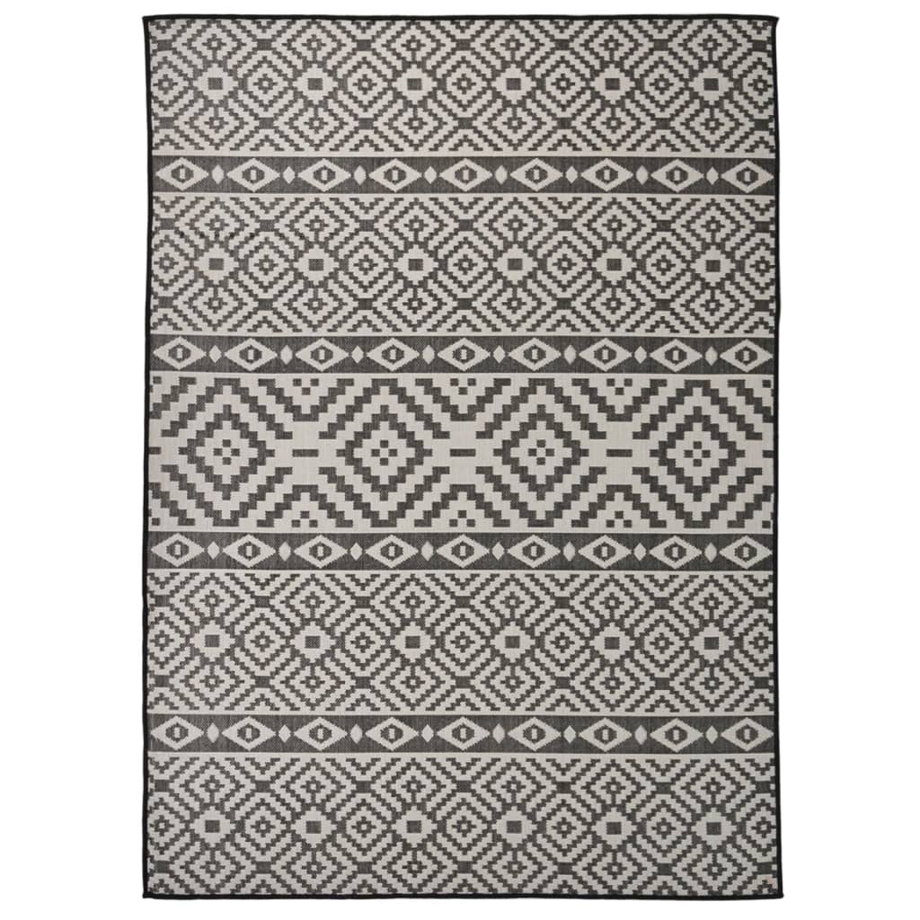 vidaXL Covor de exterior, dungi negre, 200x280 cm, țesătură plată vidaXL Covor de exterior, dungi negre, 200x280 cm, țesătură plată