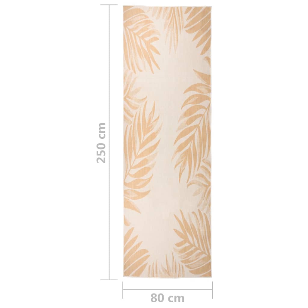 vidaXL Covor de exterior, model frunze, 80x250 cm, țesătură plată vidaXL Covor de exterior, model frunze, 80x250 cm, țesătură plată
