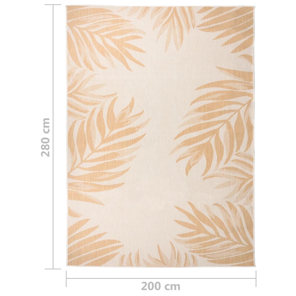 vidaXL Covor de exterior, model frunze, 200x280 cm, țesătură plată vidaXL Covor de exterior, model frunze, 200x280 cm, țesătură plată