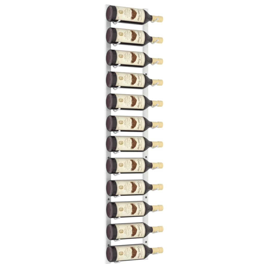 vidaXL Suport sticle de vin montat pe perete, 12 sticle, alb, fier