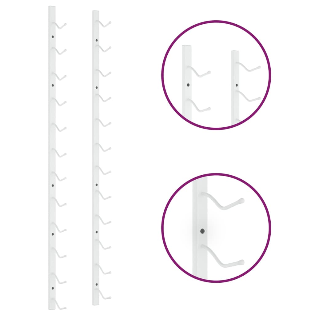 vidaXL Suport sticle de vin montat pe perete, 12 sticle, alb, fier