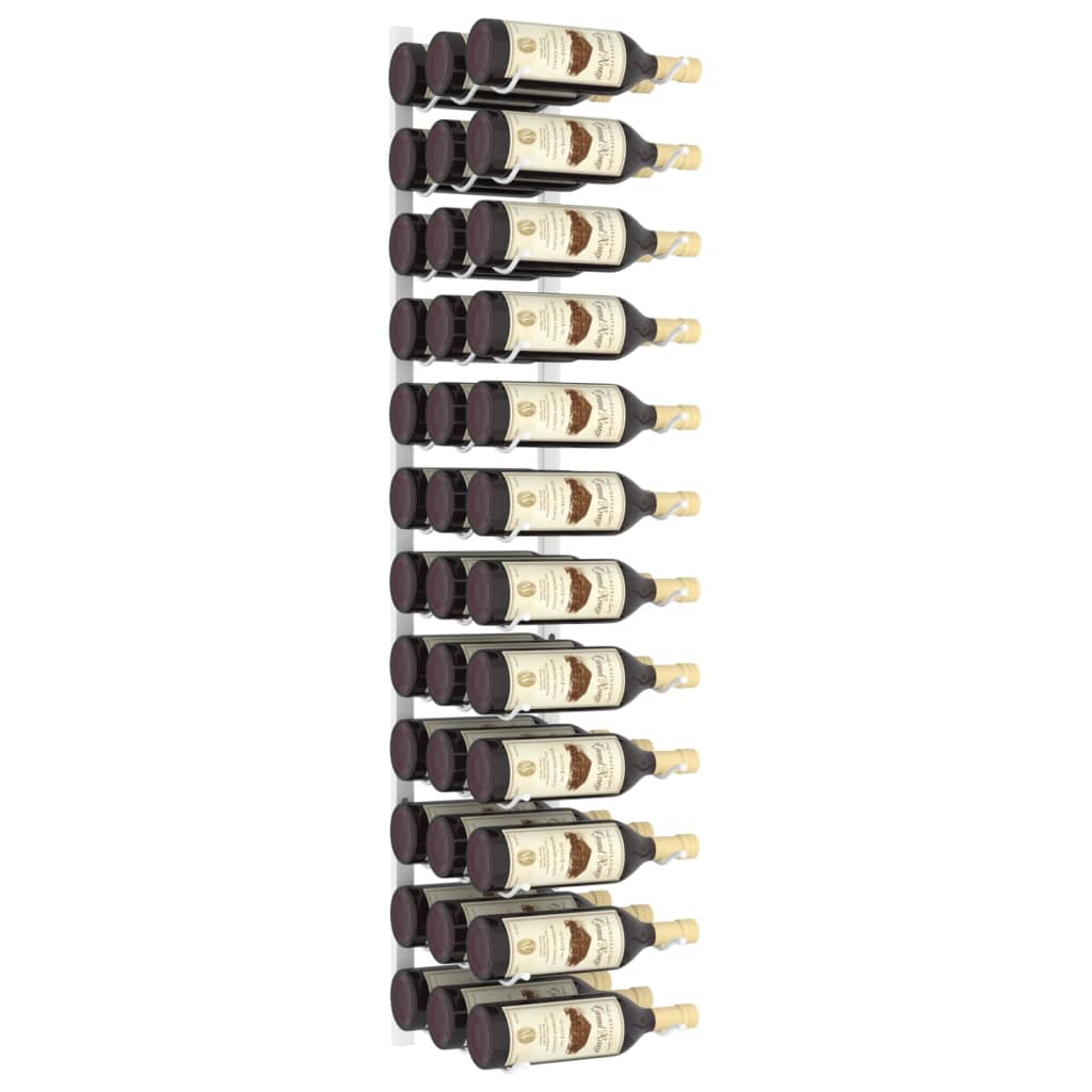 vidaXL Suport sticle de vin montat pe perete, 36 sticle, alb, fier vidaXL Suport sticle de vin montat pe perete, 36 sticle, alb, fier