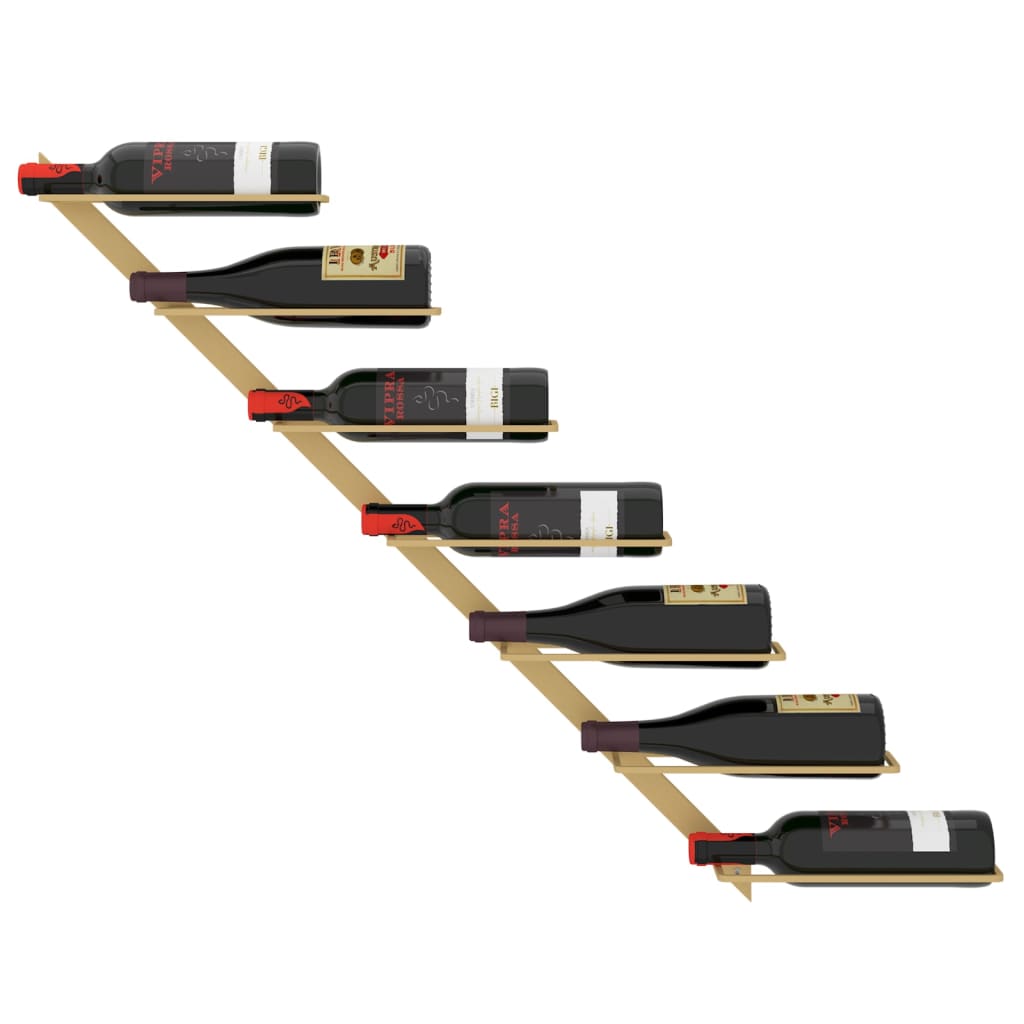 vidaXL Suport sticle de vin, de perete, 7 sticle, auriu, metal