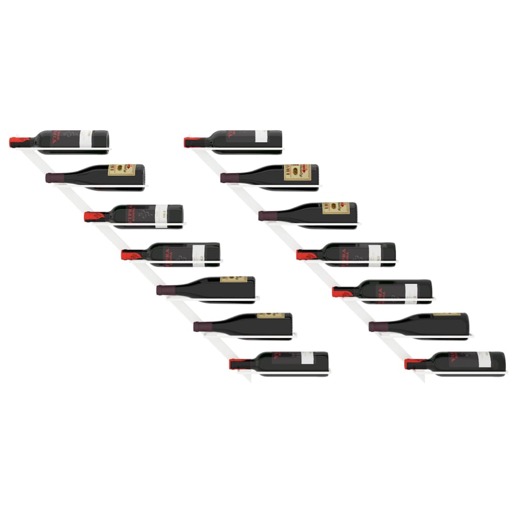 vidaXL Suport sticle de vin, de perete, 7 sticle, 2 buc., alb, metal