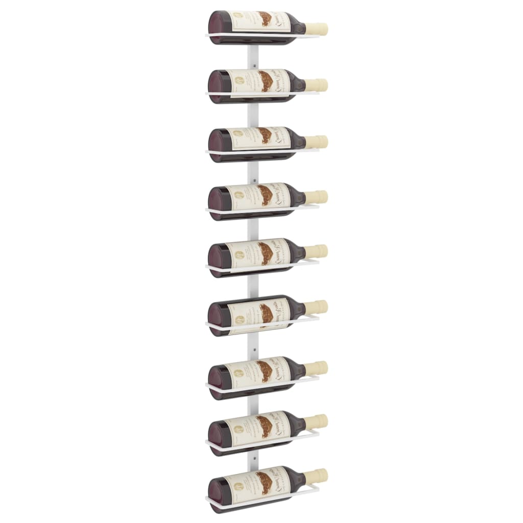 vidaXL Suport sticle de vin, de perete, 9 sticle, alb, fier vidaXL Suport sticle de vin, de perete, 9 sticle, alb, fier