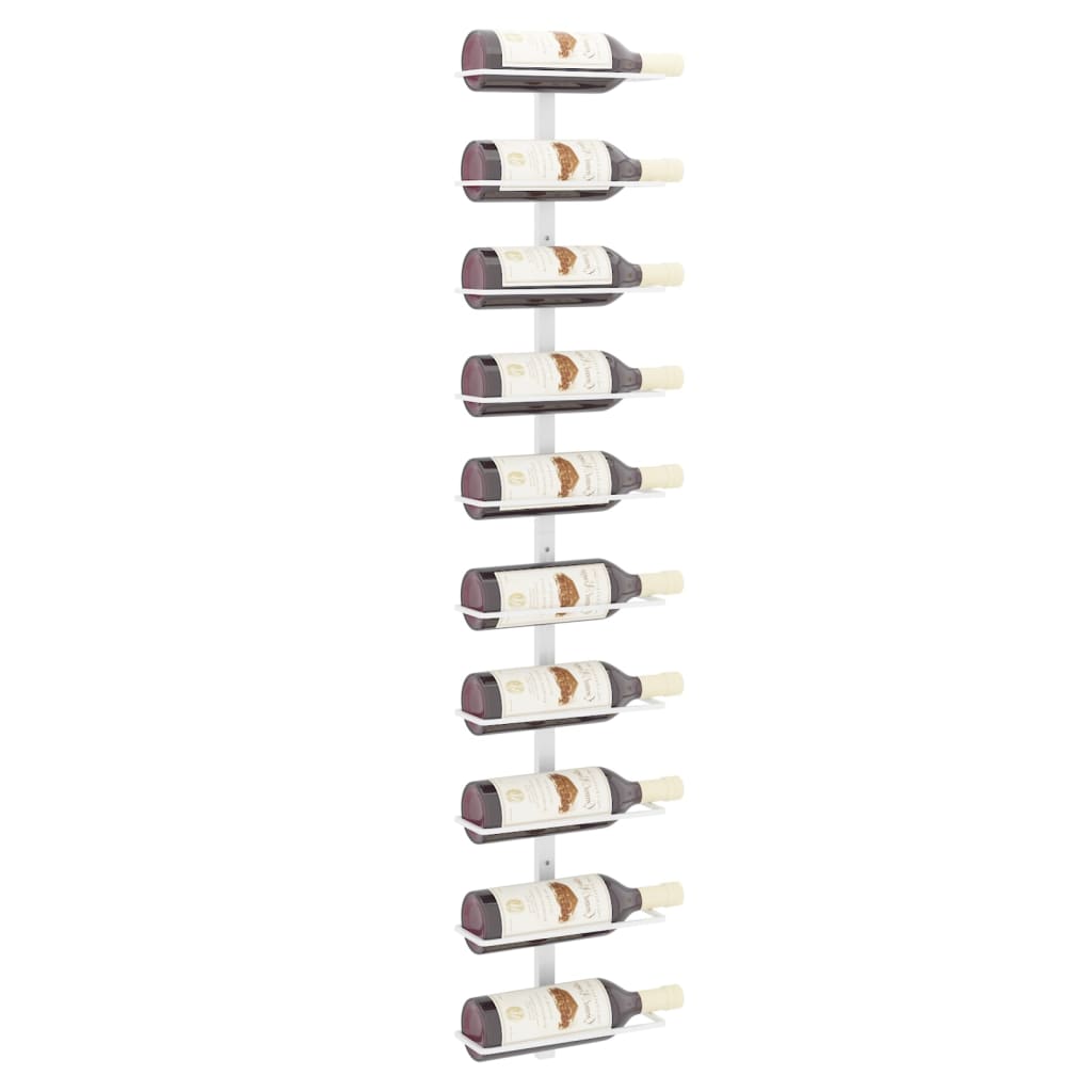 vidaXL Suport sticle de vin, de perete, 10 sticle, alb, metal vidaXL Suport sticle de vin, de perete, 10 sticle, alb, metal