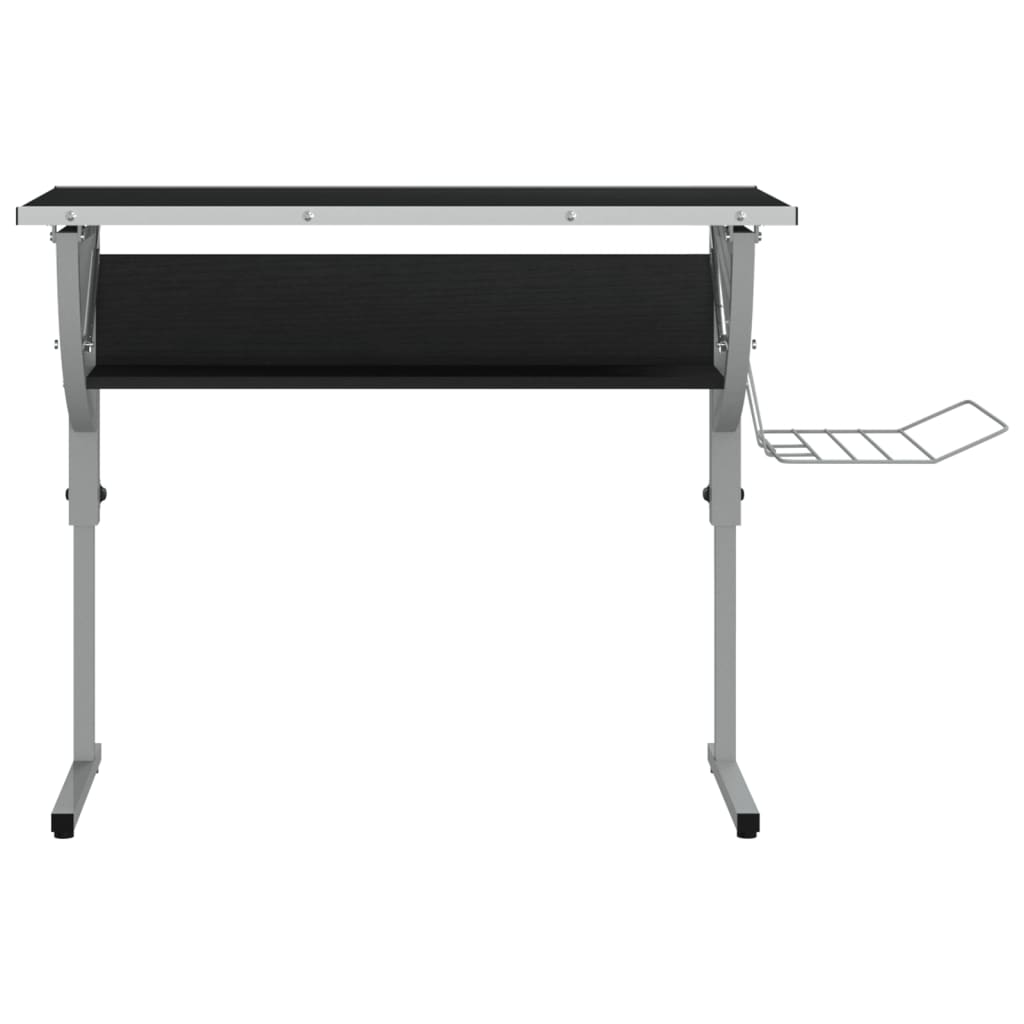 vidaXL Birou Craft negru & gri 110x53x(58-87) cm lemn prelucrat & oțel vidaXL Birou Craft negru & gri 110x53x(58-87) cm lemn prelucrat & oțel