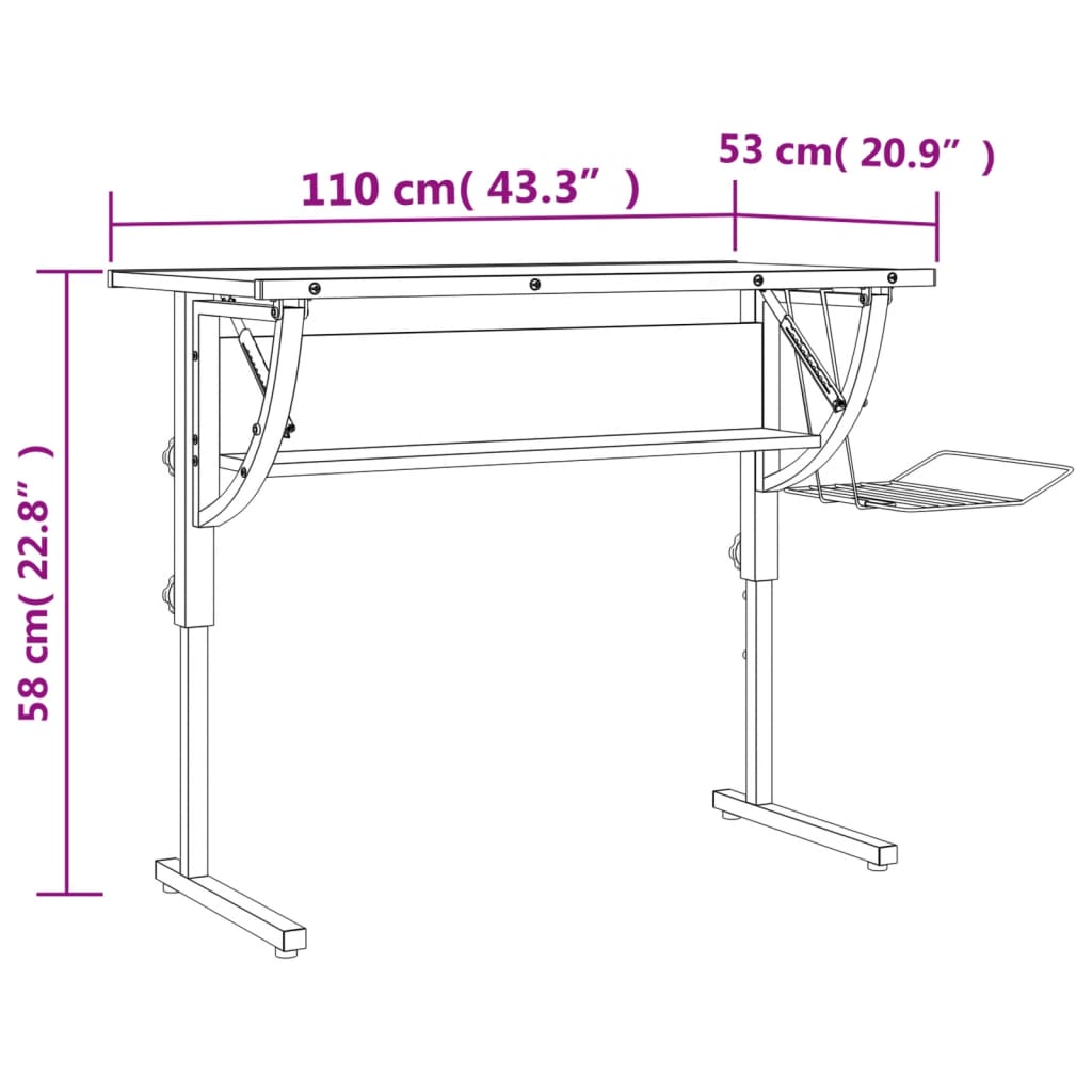 vidaXL Birou Craft negru & gri 110x53x(58-87) cm lemn prelucrat & oțel vidaXL Birou Craft negru & gri 110x53x(58-87) cm lemn prelucrat & oțel