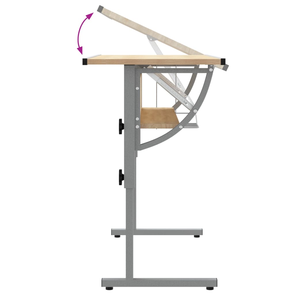 vidaXL Birou stejar sonoma & gri 110x53x(58-87) cm lemn prelucrat&oțel