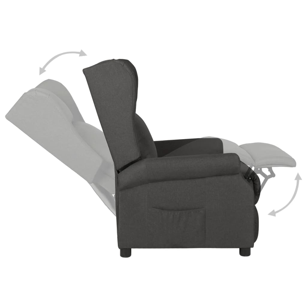 vidaXL Fotoliu rabatabil, gri închis, material textil