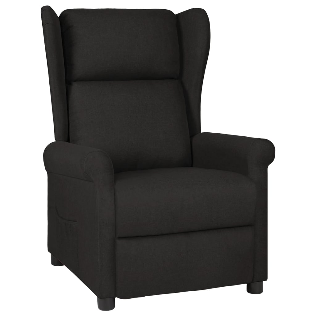 vidaXL Fotoliu rabatabil, negru, material textil vidaXL Fotoliu rabatabil, negru, material textil
