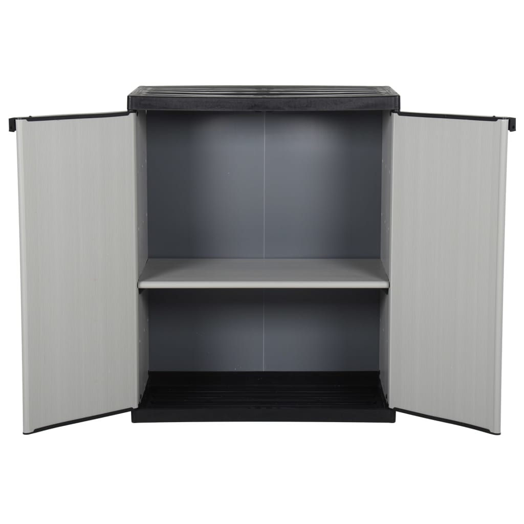 vidaXL Dulap de depozitare grădină, cu 1 raft, gri/negru, 68x40x85 cm vidaXL Dulap de depozitare grădină, cu 1 raft, gri/negru, 68x40x85 cm