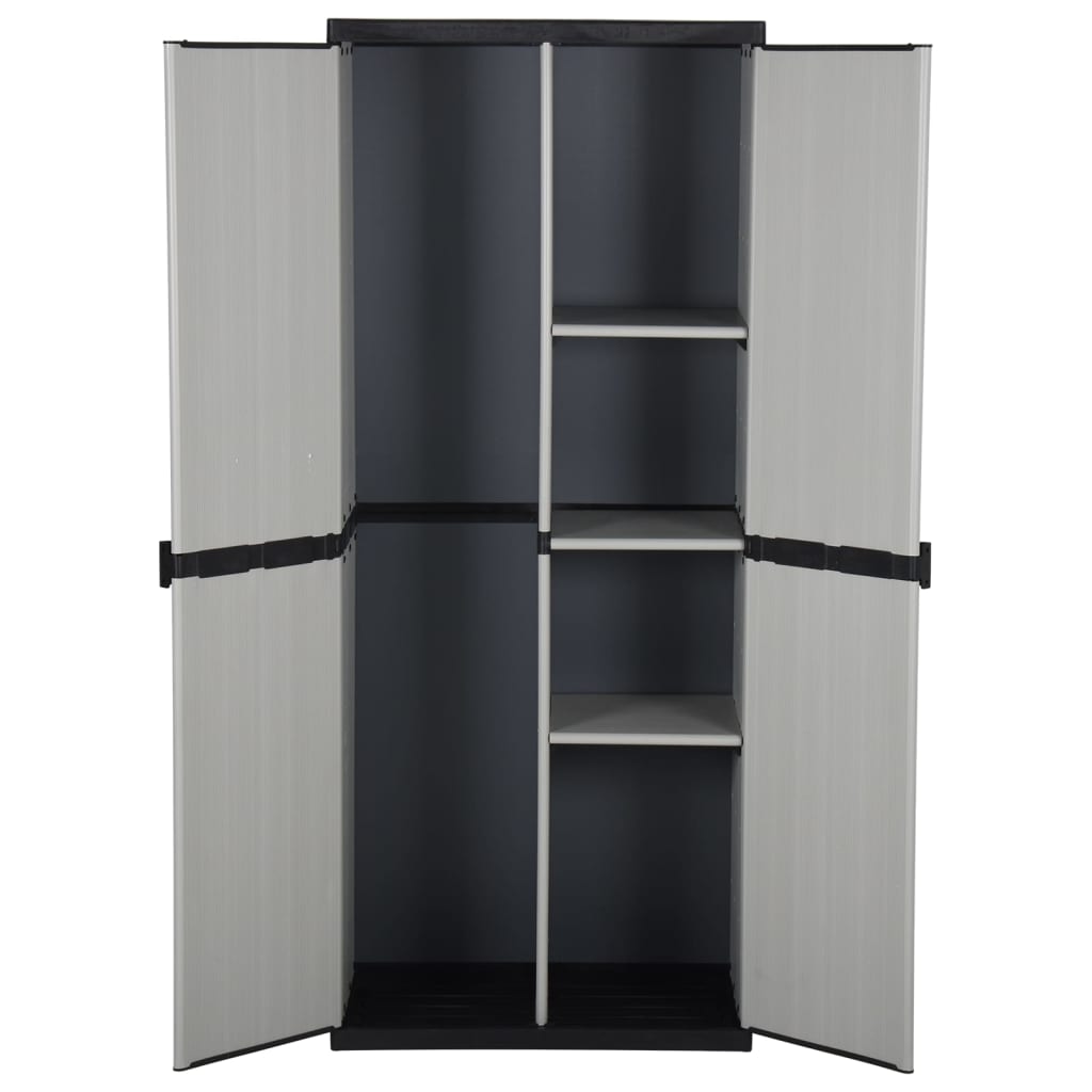 vidaXL Dulap de depozitare grădină cu 3 rafturi gri/negru 68x40x168 cm