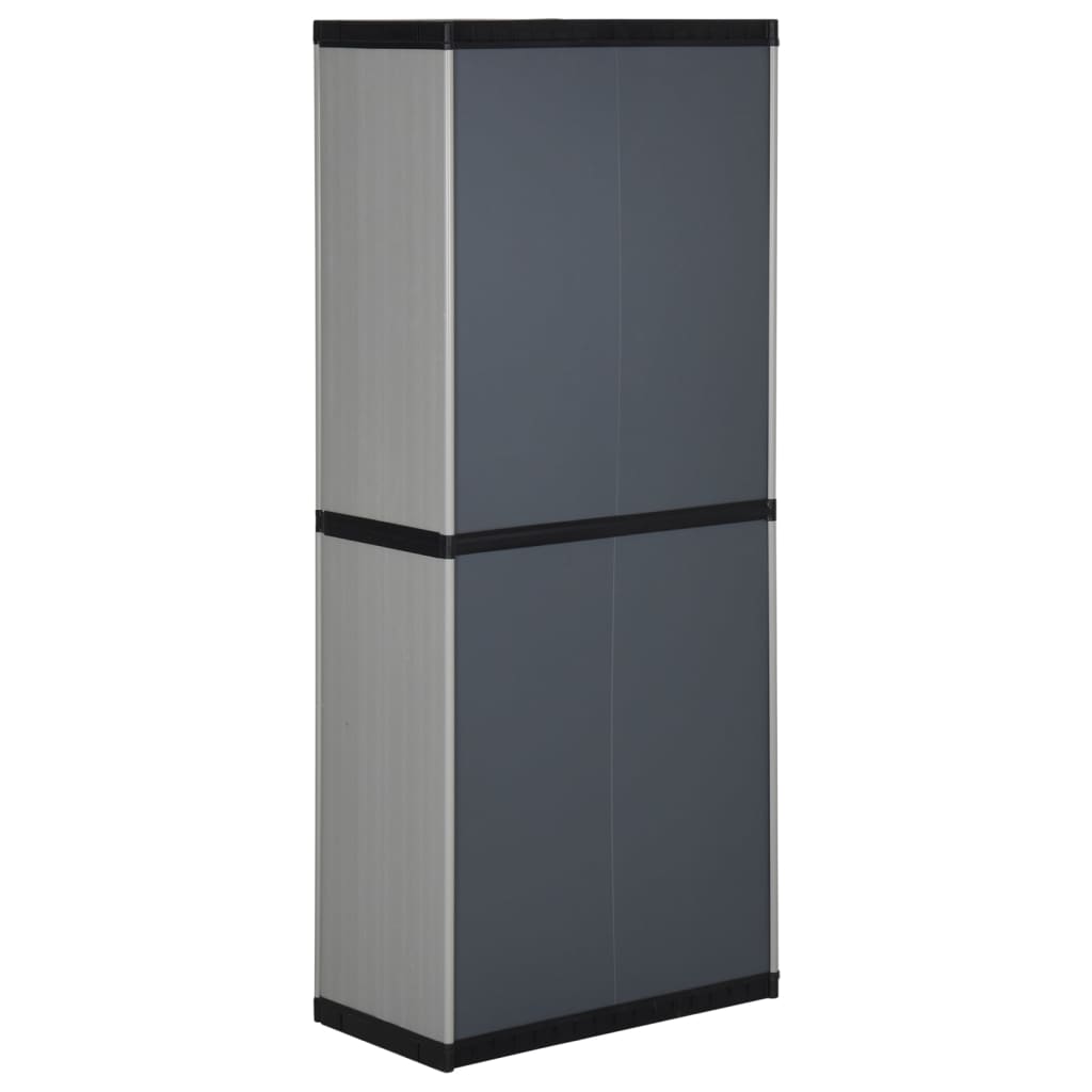 vidaXL Dulap de depozitare grădină cu 3 rafturi gri/negru 68x40x168 cm
