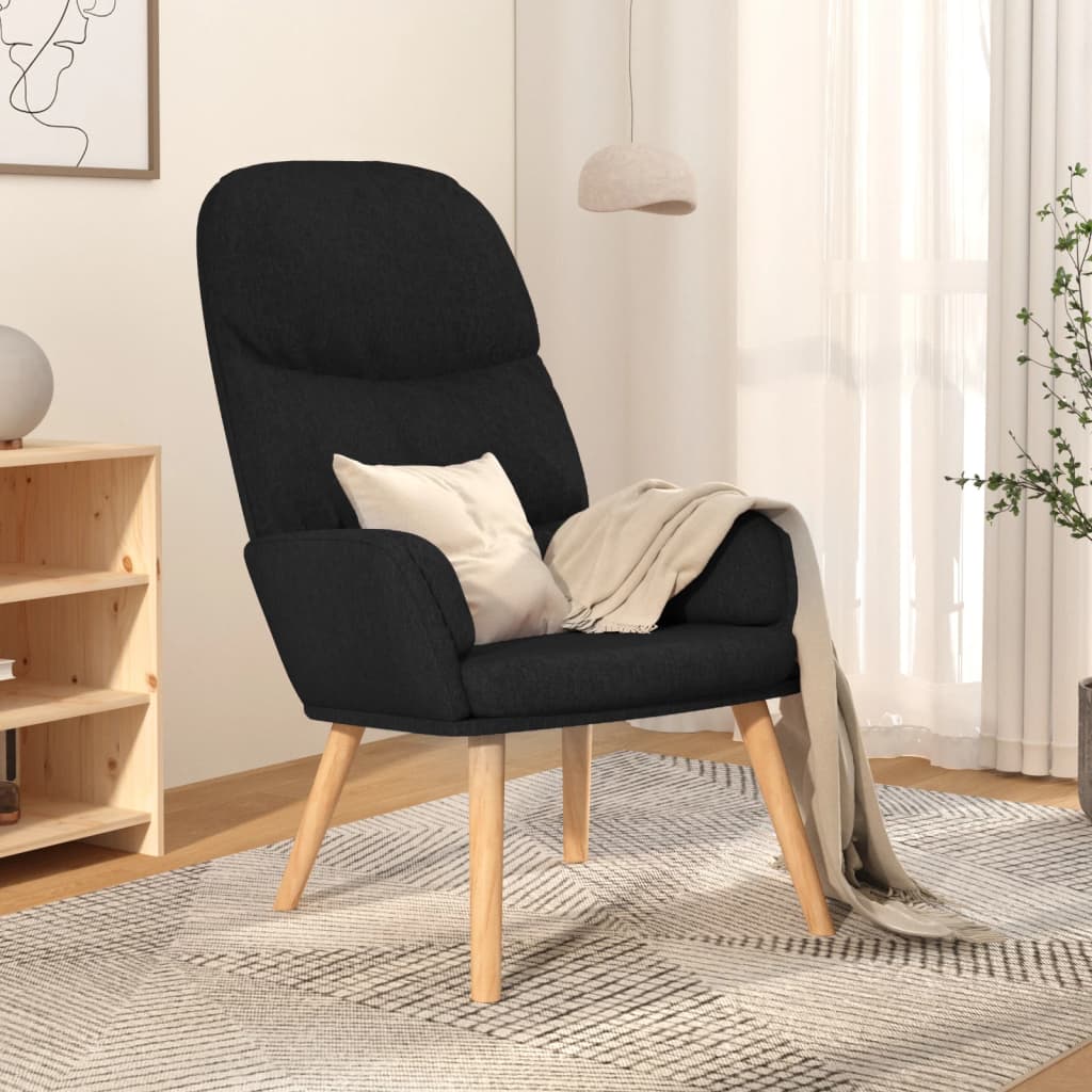 vidaXL Scaun de relaxare, negru, material textil vidaXL Scaun de relaxare, negru, material textil