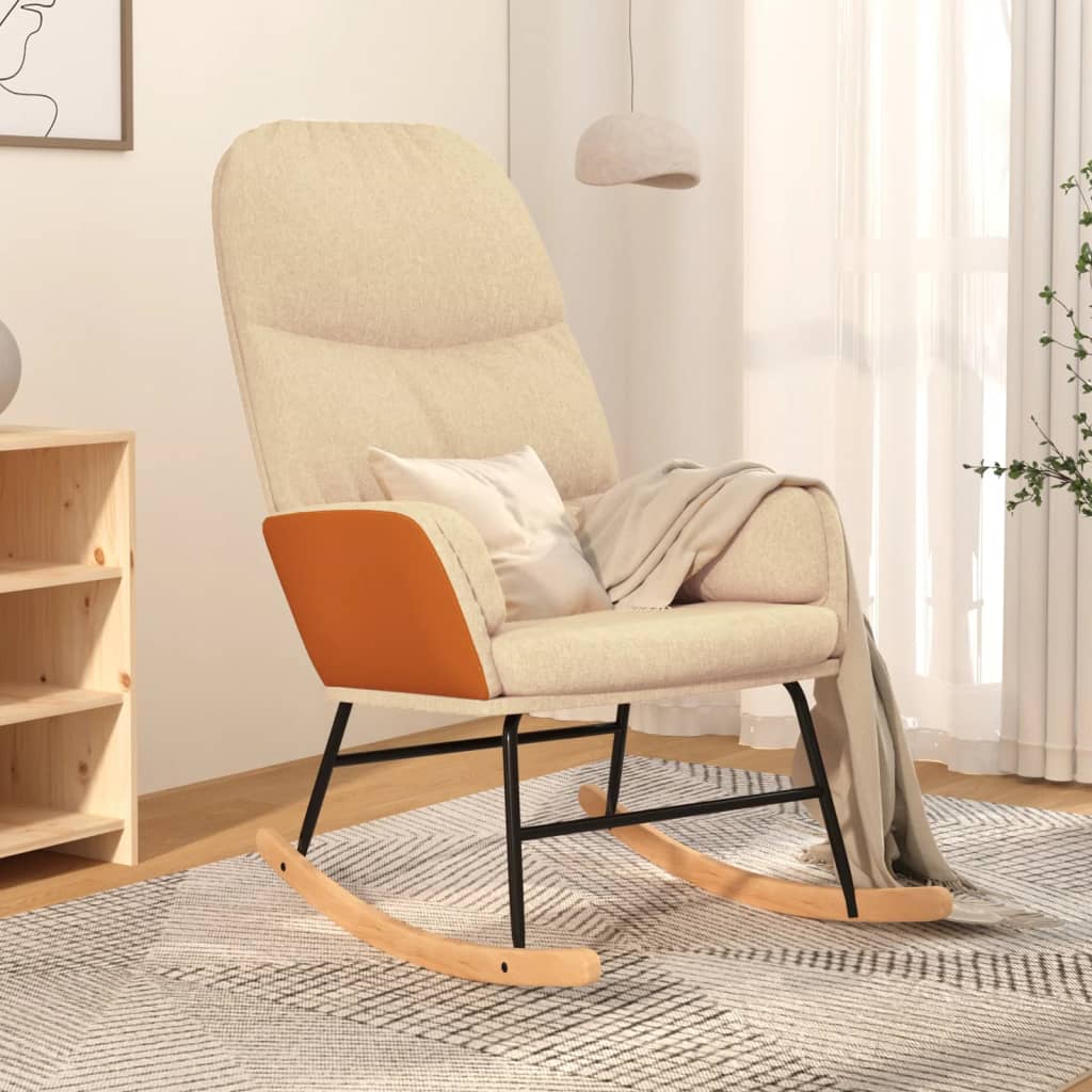 vidaXL Scaun balansoar, alb crem, material textil vidaXL Scaun balansoar, alb crem, material textil