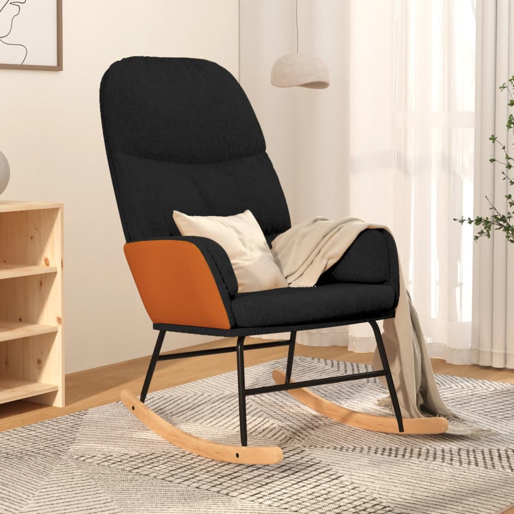 vidaXL Scaun balansoar, negru, material textil vidaXL Scaun balansoar, negru, material textil