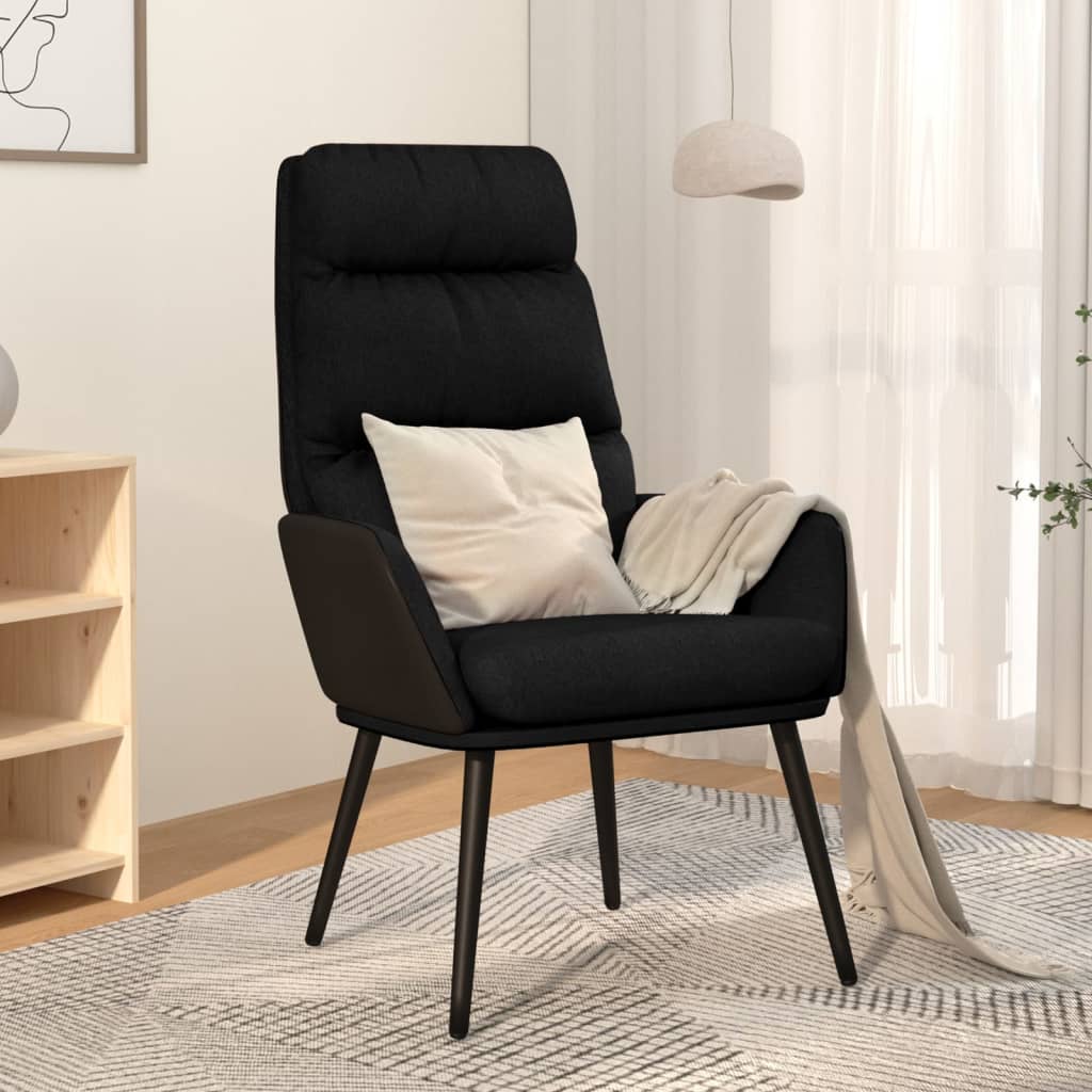 vidaXL Scaun de relaxare, negru, material textil vidaXL Scaun de relaxare, negru, material textil