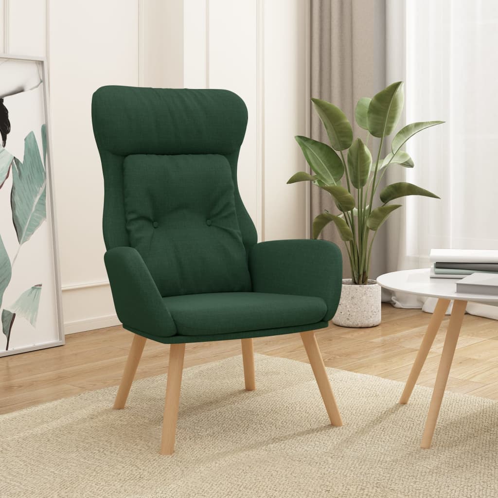 vidaXL Scaun de relaxare, verde închis, material textil