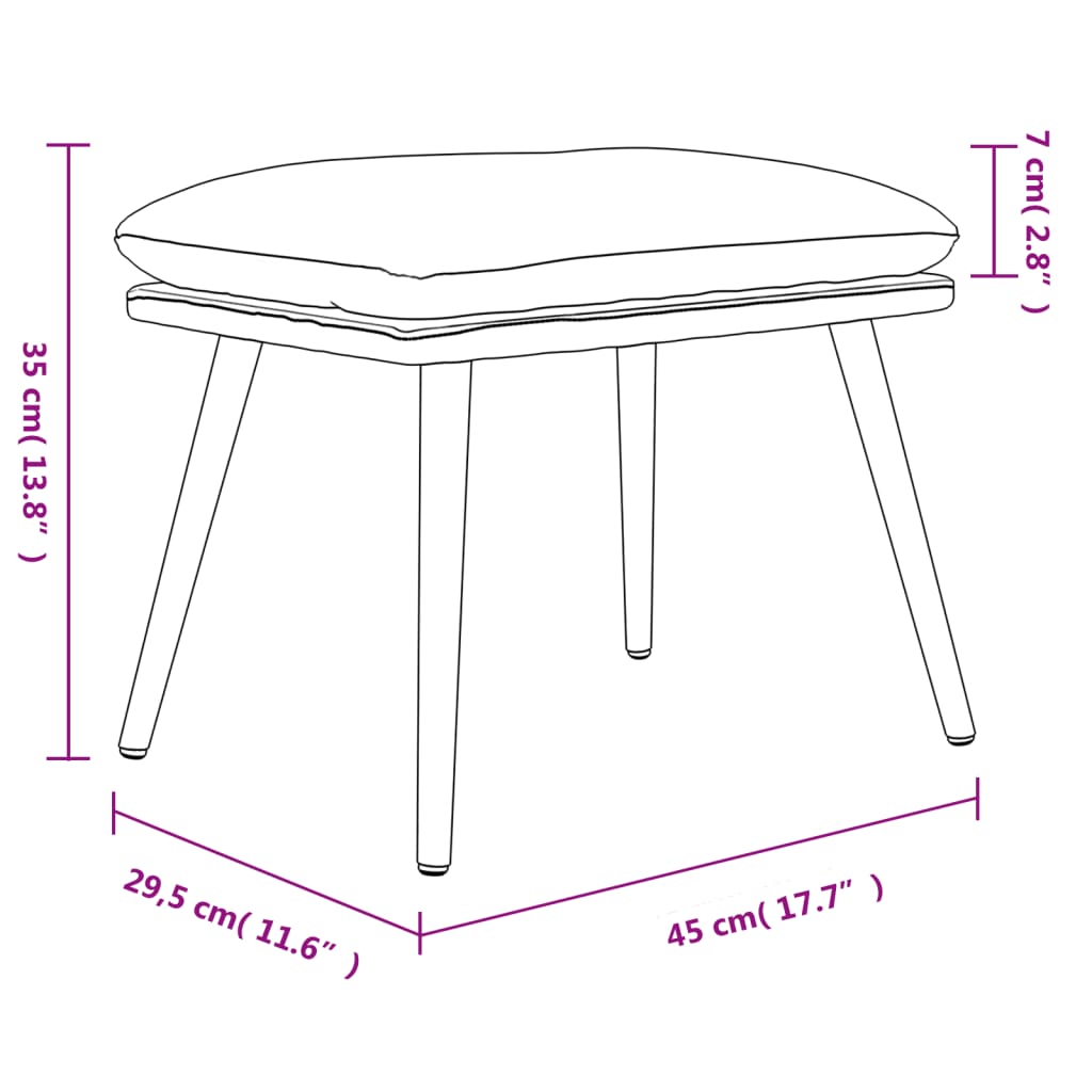 vidaXL Taburet, roz, 45x29,5x35 cm, catifea vidaXL Taburet, roz, 45x29,5x35 cm, catifea