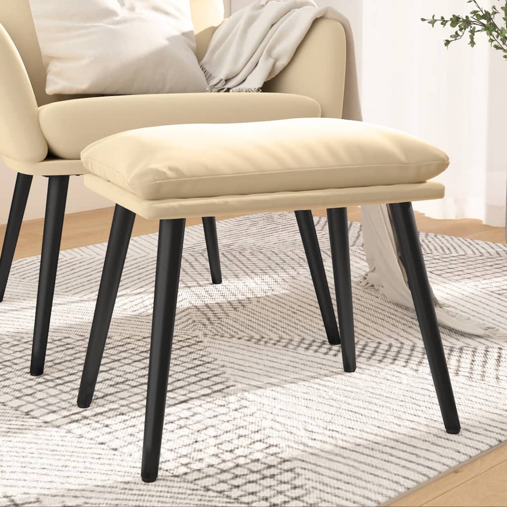 vidaXL Taburet, crem alb, 45x29,5x35 cm, catifea vidaXL Taburet, crem alb, 45x29,5x35 cm, catifea
