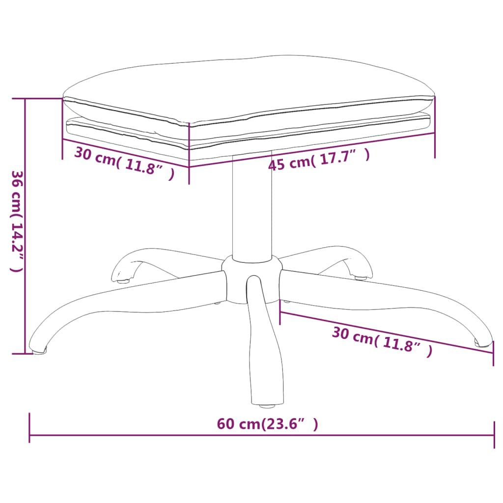 vidaXL Taburet, maro, 60x60x36 cm, catifea vidaXL Taburet, maro, 60x60x36 cm, catifea