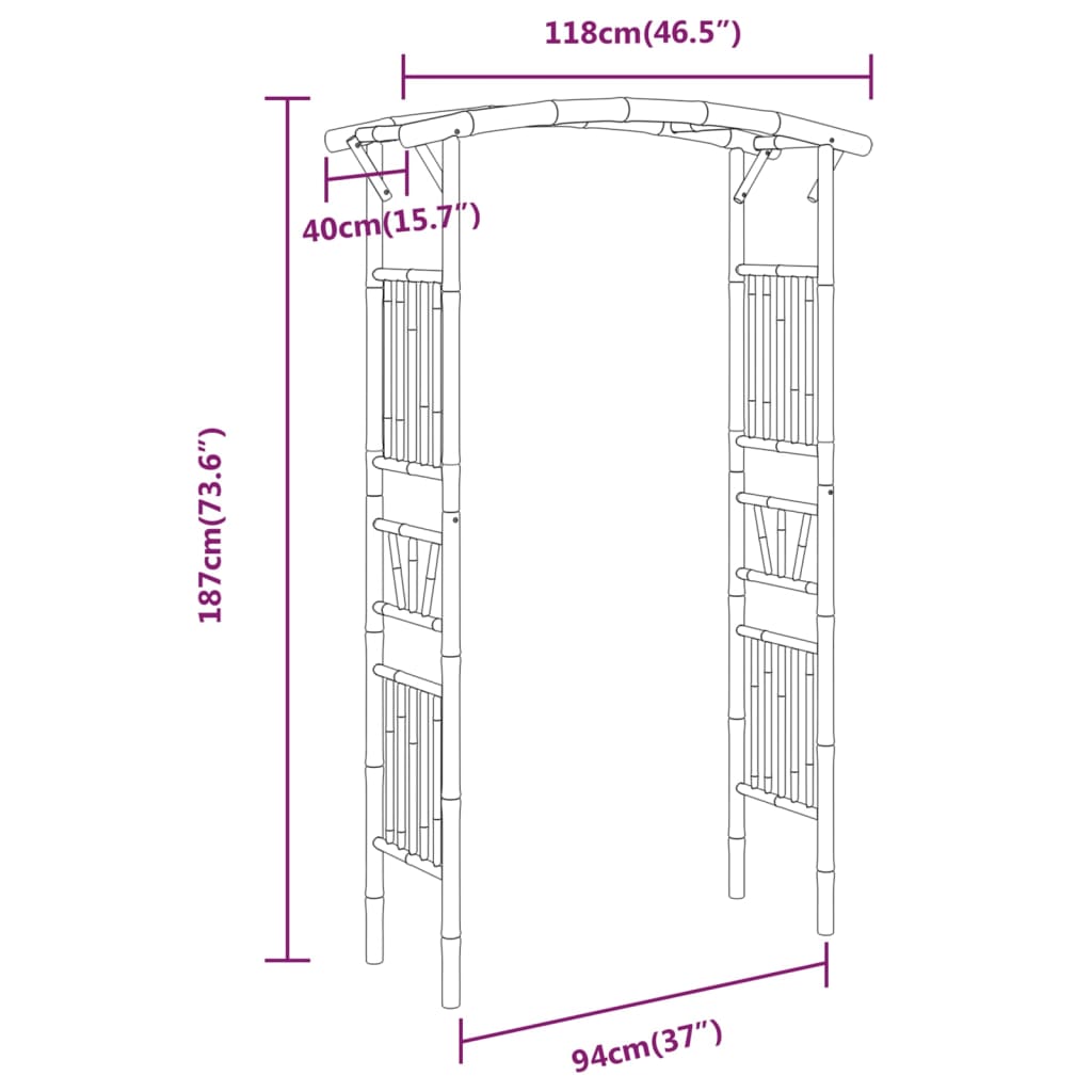 vidaXL Arcadă pentru trandafiri, 118x40x187 cm, bambus vidaXL Arcadă pentru trandafiri, 118x40x187 cm, bambus