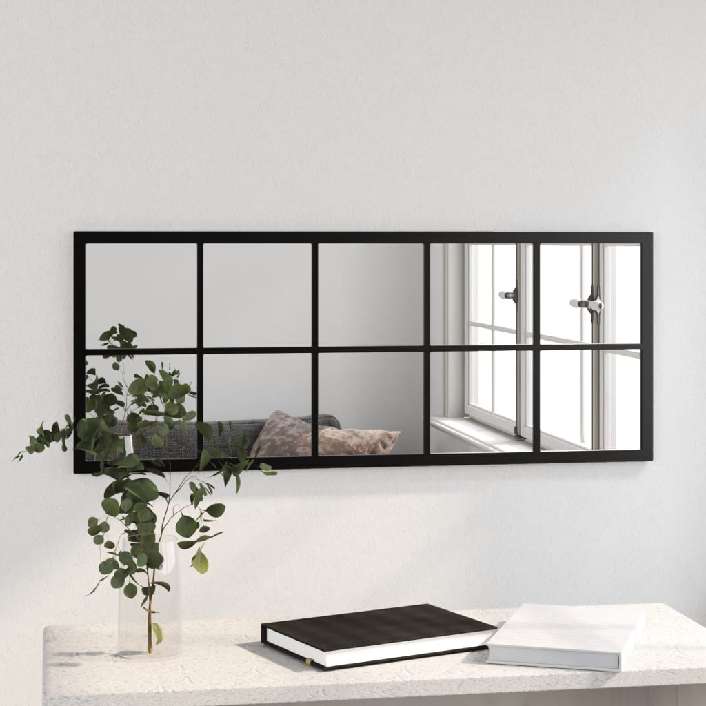 vidaXL Oglindă de perete, negru, 100x40 cm, metal vidaXL Oglindă de perete, negru, 100x40 cm, metal