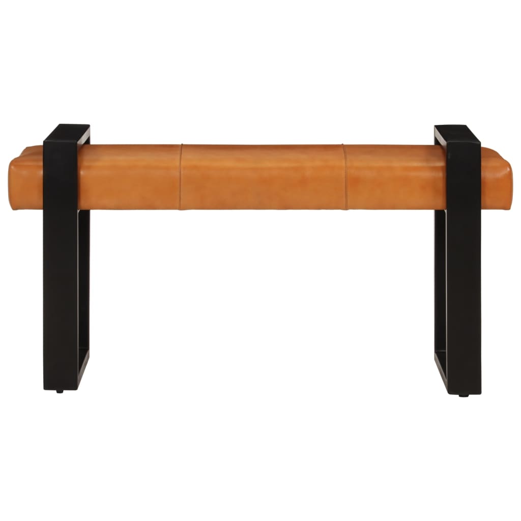 vidaXL Bancă, negru și maro, 110 cm, piele naturală de capră vidaXL Bancă, negru și maro, 110 cm, piele naturală de capră