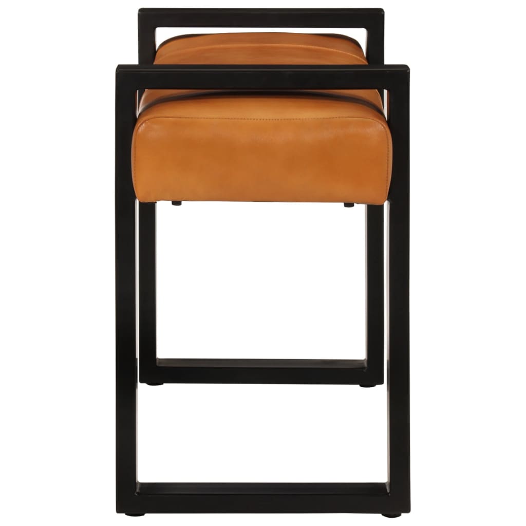 vidaXL Bancă, negru și maro, 110 cm, piele naturală de capră vidaXL Bancă, negru și maro, 110 cm, piele naturală de capră
