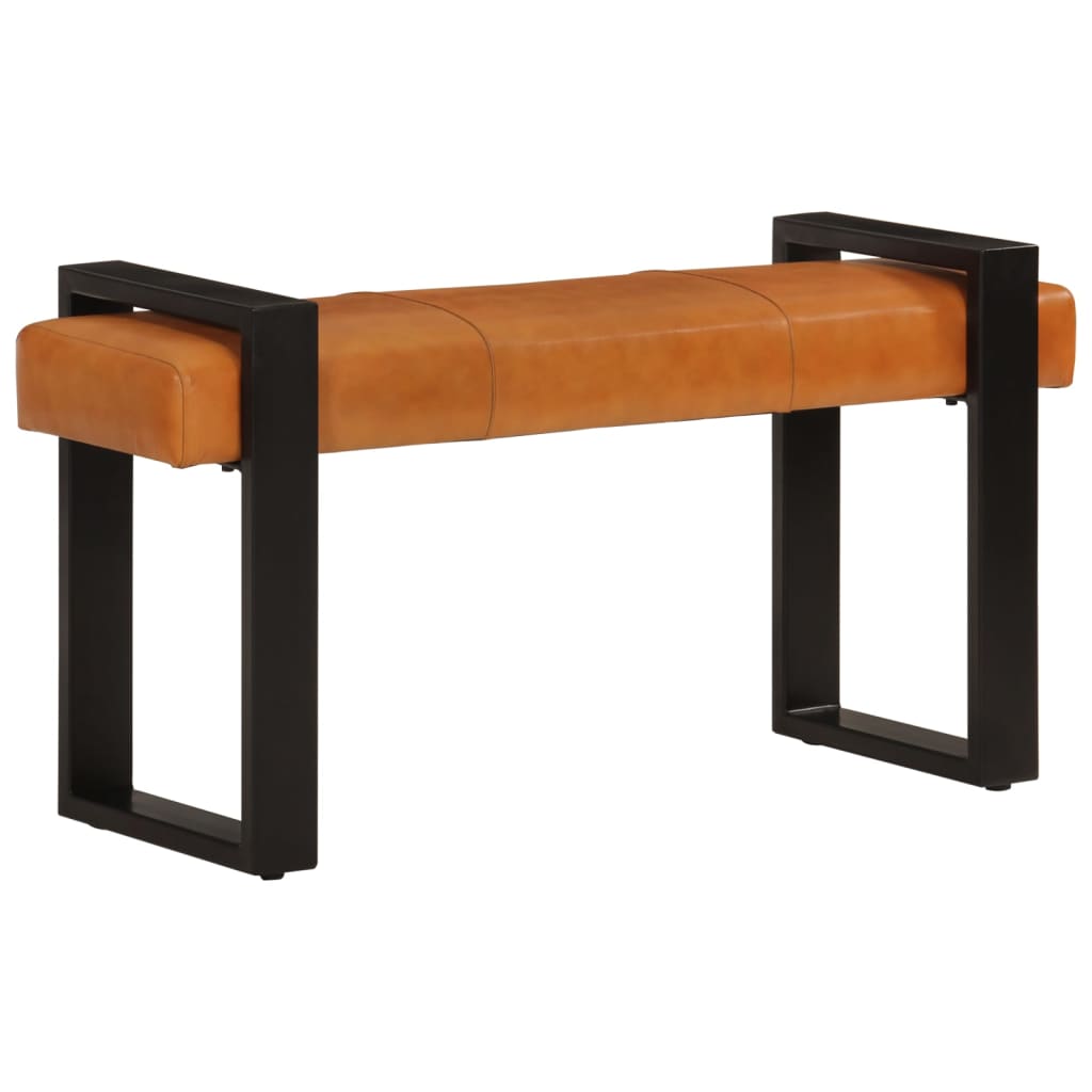 vidaXL Bancă, negru și maro, 110 cm, piele naturală de capră vidaXL Bancă, negru și maro, 110 cm, piele naturală de capră