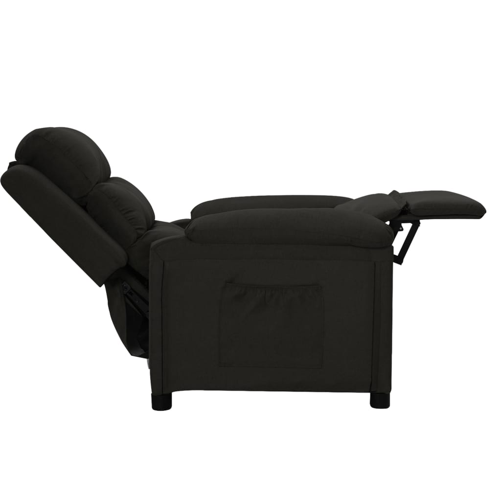 vidaXL Fotoliu rabatabil, negru, material textil vidaXL Fotoliu rabatabil, negru, material textil