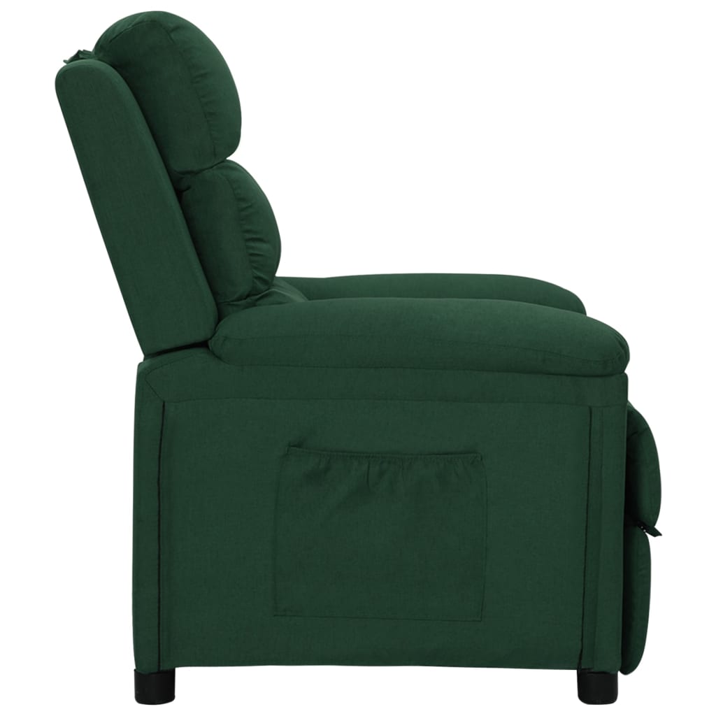 vidaXL Fotoliu rabatabil, verde închis, material textil vidaXL Fotoliu rabatabil, verde închis, material textil