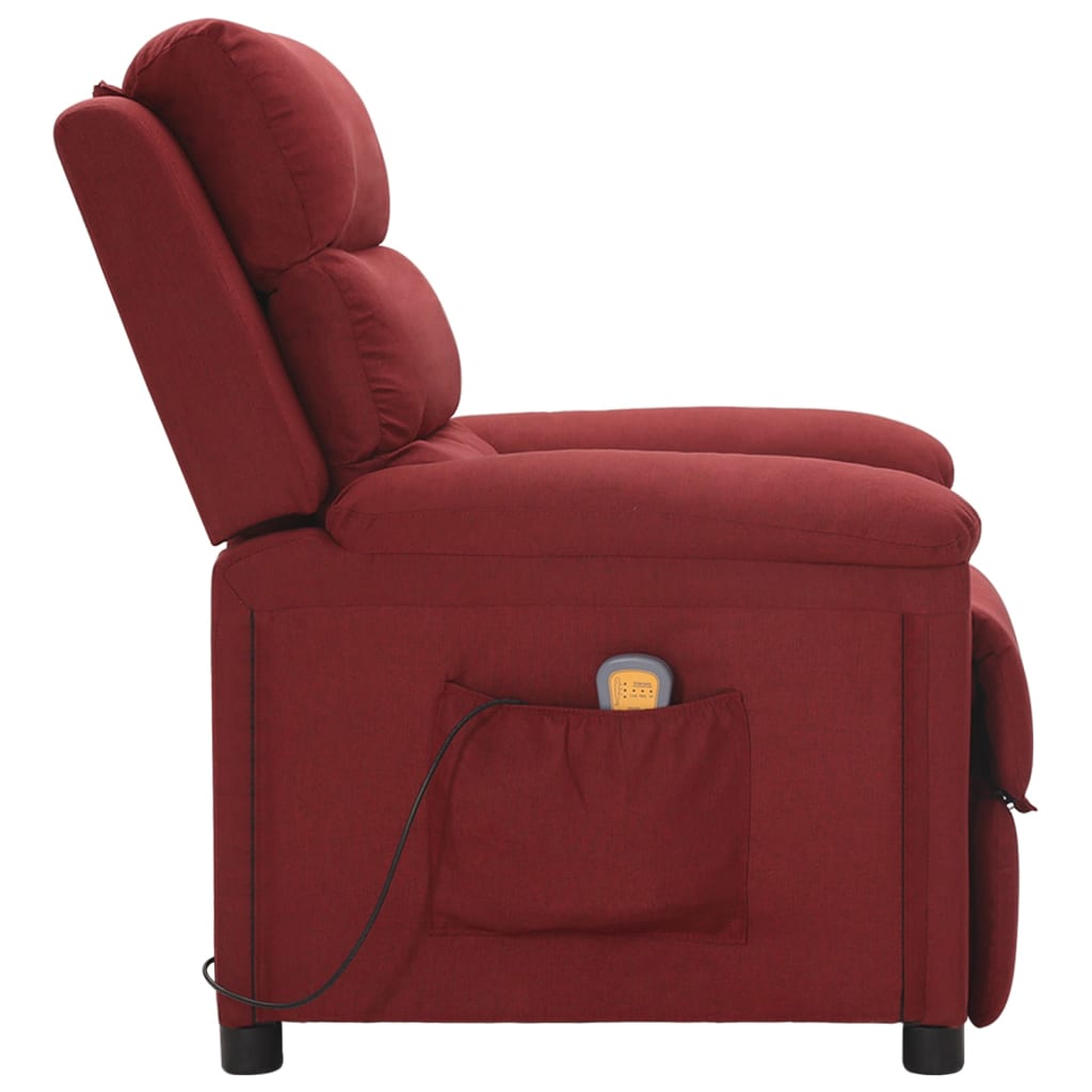 vidaXL Fotoliu de masaj, roșu vin, material textil