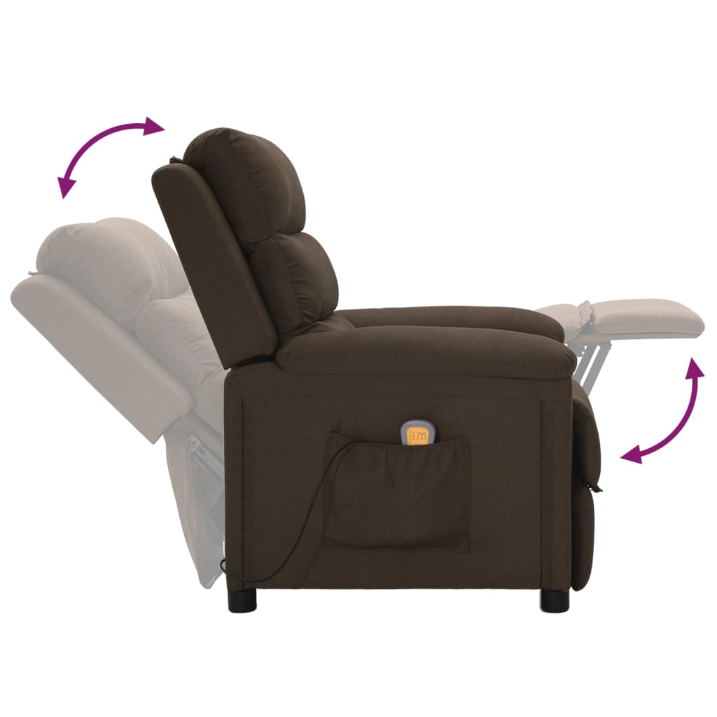 vidaXL Fotoliu de masaj, maro închis, material textil vidaXL Fotoliu de masaj, maro închis, material textil