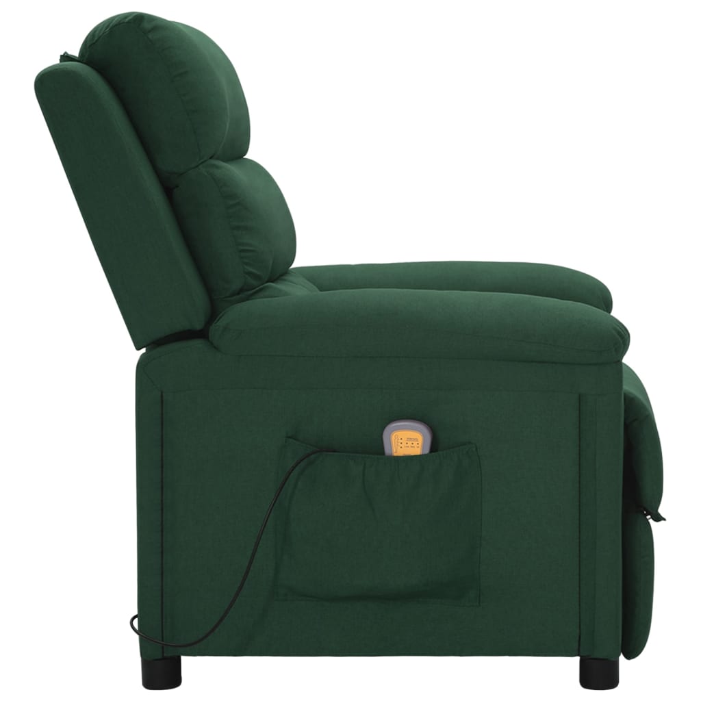 vidaXL Fotoliu de masaj, verde închis, material textil