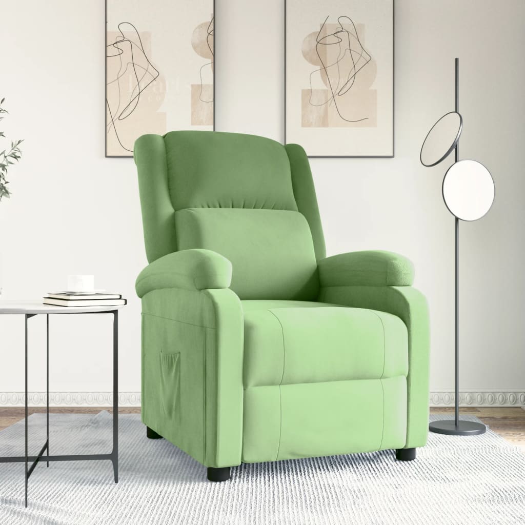 vidaXL Fotoliu rabatabil, verde deschis, catifea vidaXL Fotoliu rabatabil, verde deschis, catifea