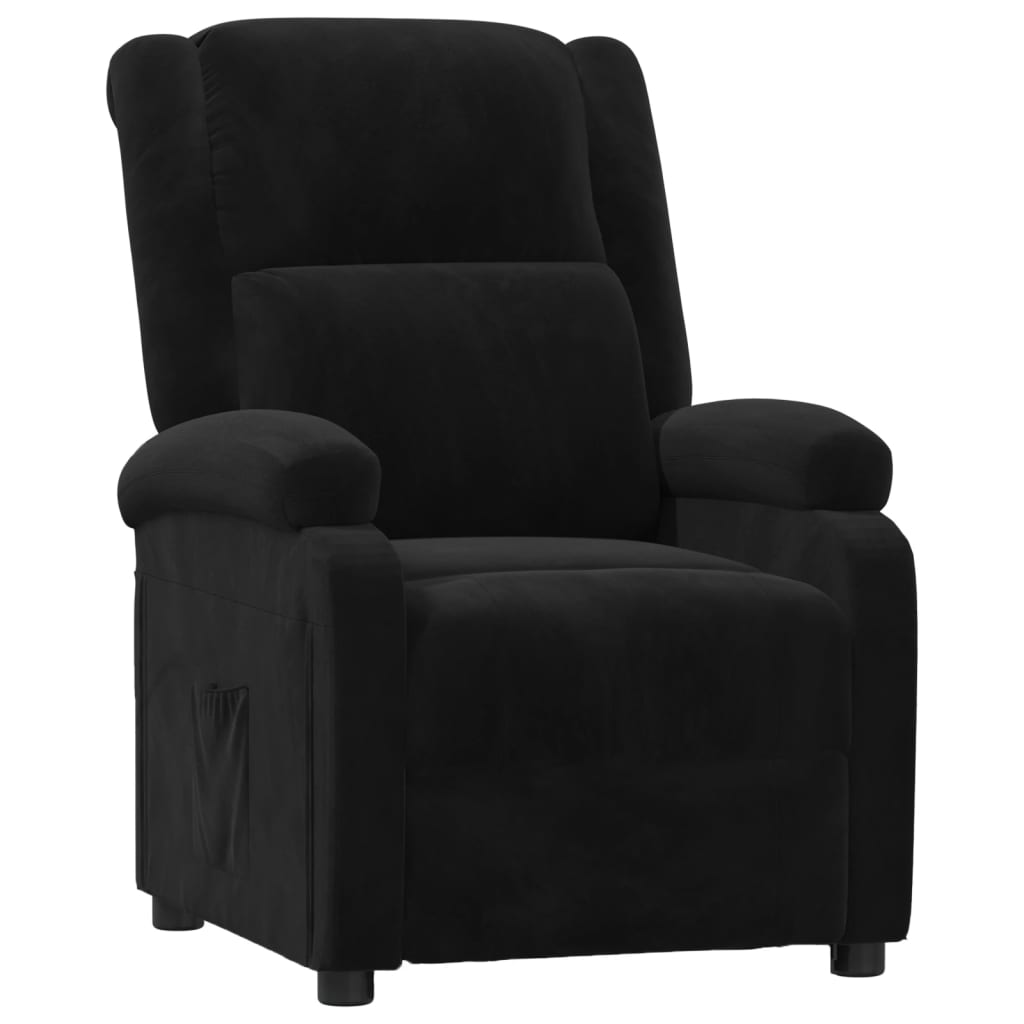 vidaXL Fotoliu rabatabil, negru, catifea vidaXL Fotoliu rabatabil, negru, catifea