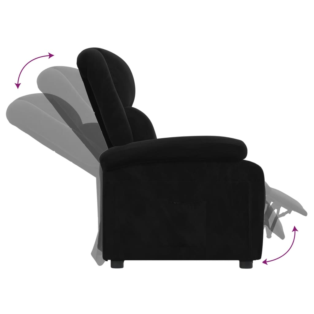 vidaXL Fotoliu rabatabil, negru, catifea vidaXL Fotoliu rabatabil, negru, catifea