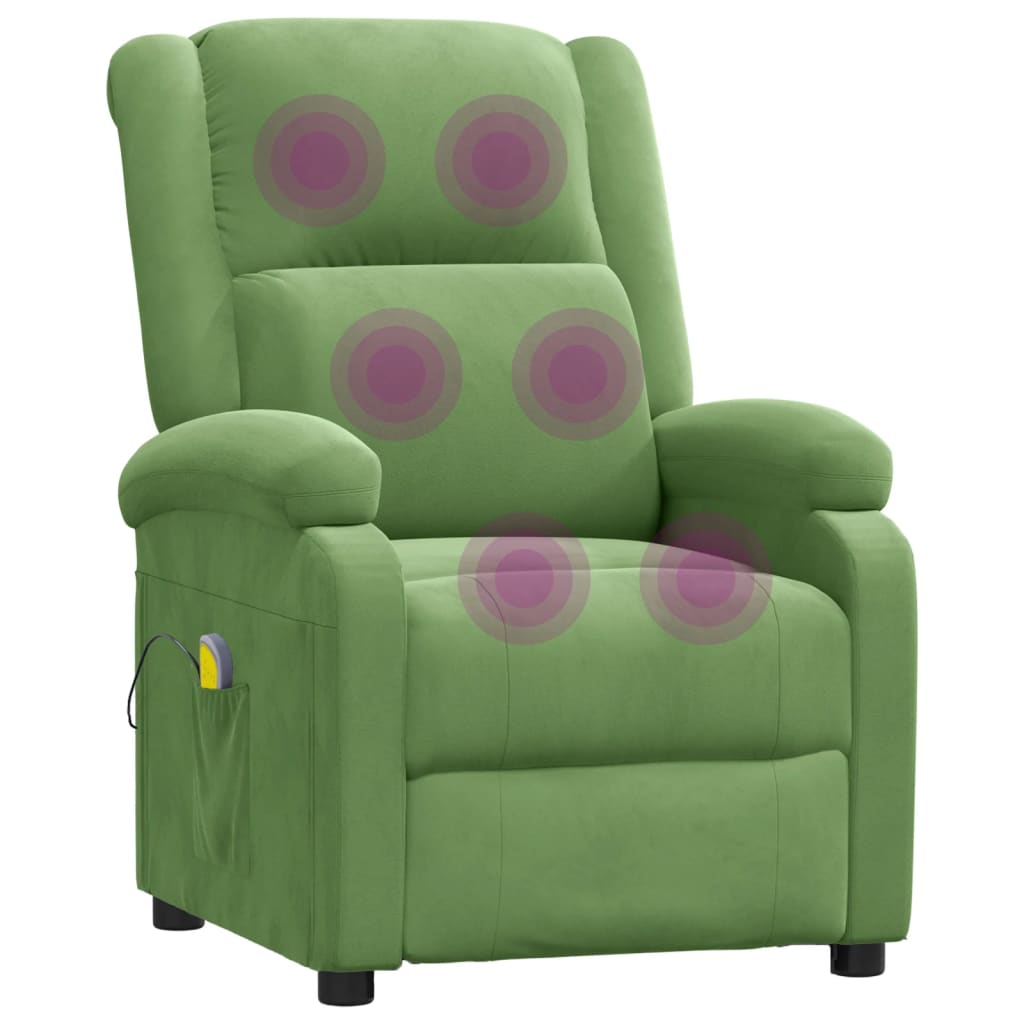 vidaXL Fotoliu de masaj, verde deschis, catifea