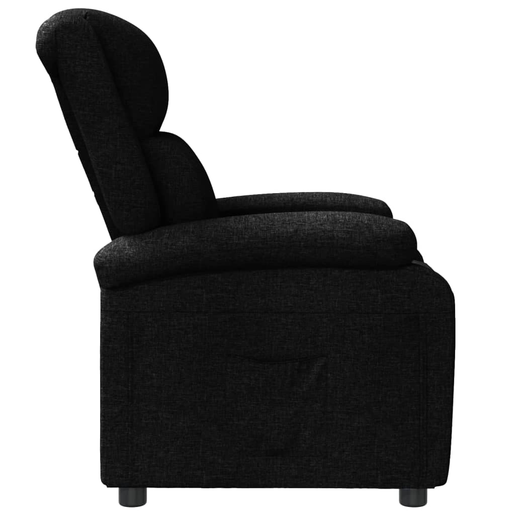 vidaXL Fotoliu rabatabil, negru, material textil vidaXL Fotoliu rabatabil, negru, material textil