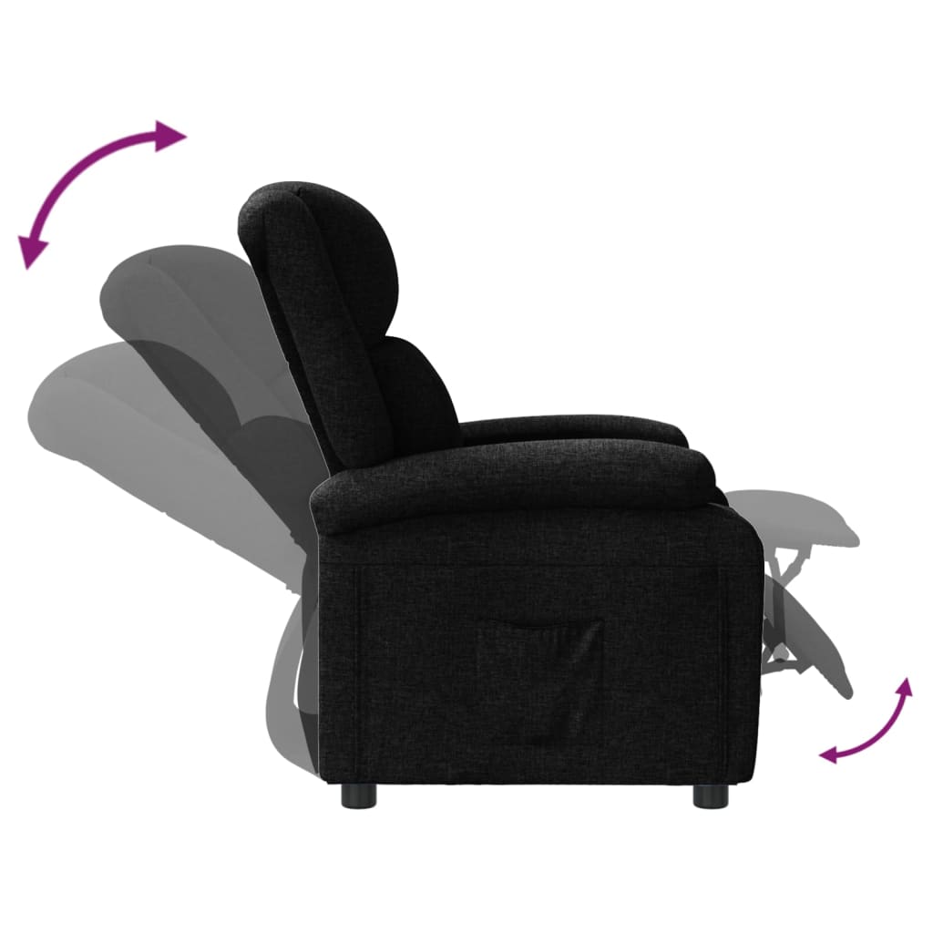 vidaXL Fotoliu rabatabil, negru, material textil vidaXL Fotoliu rabatabil, negru, material textil