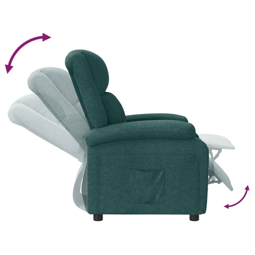 vidaXL Fotoliu rabatabil, verde închis, material textil vidaXL Fotoliu rabatabil, verde închis, material textil