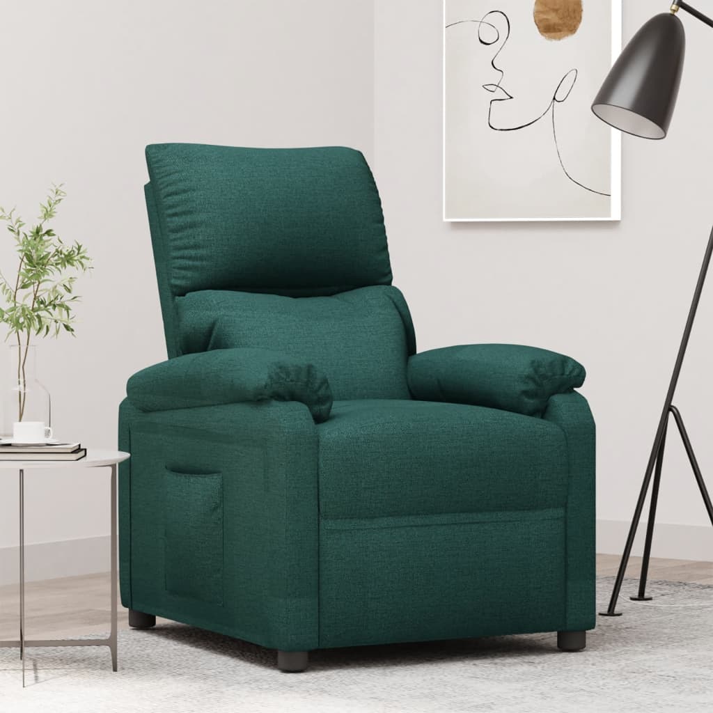 vidaXL Fotoliu rabatabil, verde închis, material textil vidaXL Fotoliu rabatabil, verde închis, material textil