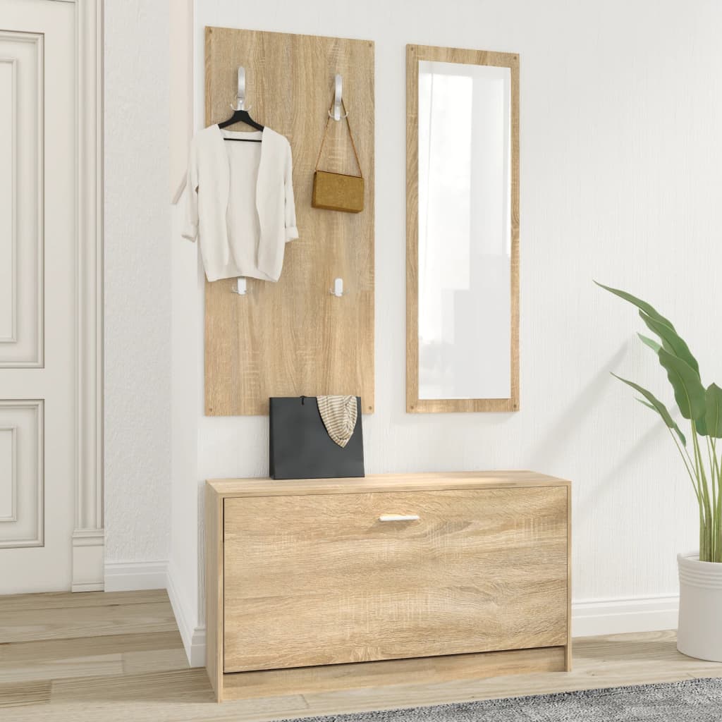 vidaXL Set pantofar 3 în 1, stejar sonoma, lemn prelucrat vidaXL Set pantofar 3 în 1, stejar sonoma, lemn prelucrat