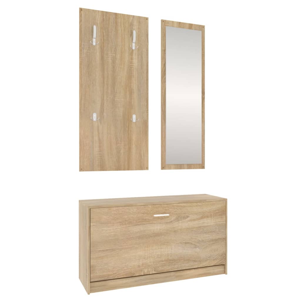 vidaXL Set pantofar 3 în 1, stejar sonoma, lemn prelucrat vidaXL Set pantofar 3 în 1, stejar sonoma, lemn prelucrat